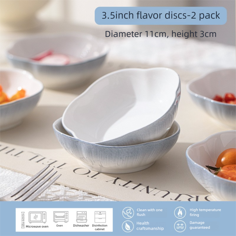 Jingdezhen Ceramic Flavor Plate Custom Home Hot Pot Dipping Sauce Plate Snack Small Plate Dish Plate Pickle Plate Soy Sauce Vinegar Plate