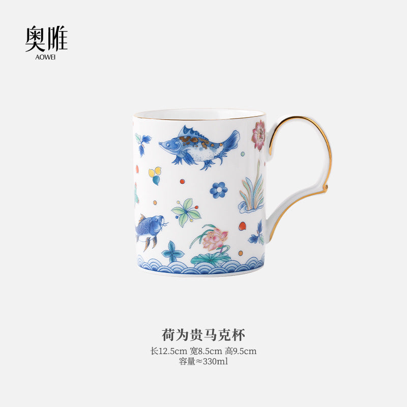 Jingdezhen Ceramic Custom Cup Saucer Teapot Teacup Afternoon Tea Set Housewarming Gift Coffee Cup Set Gift Box