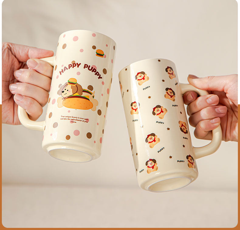 Cartoon Ceramic Underglaze Color Mug Customized for Girls High-Value Home Drinking Cup Large Capacity Birthday Gift