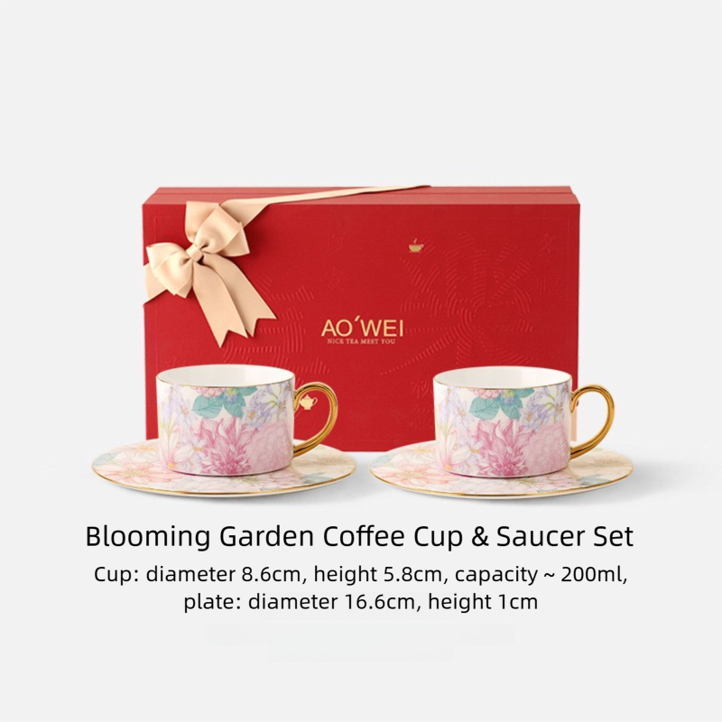 Jingdezhen High White Porcelain Coffee Cup and Saucer Custom Set Gift Box Afternoon Tea Set High Aesthetic Gift