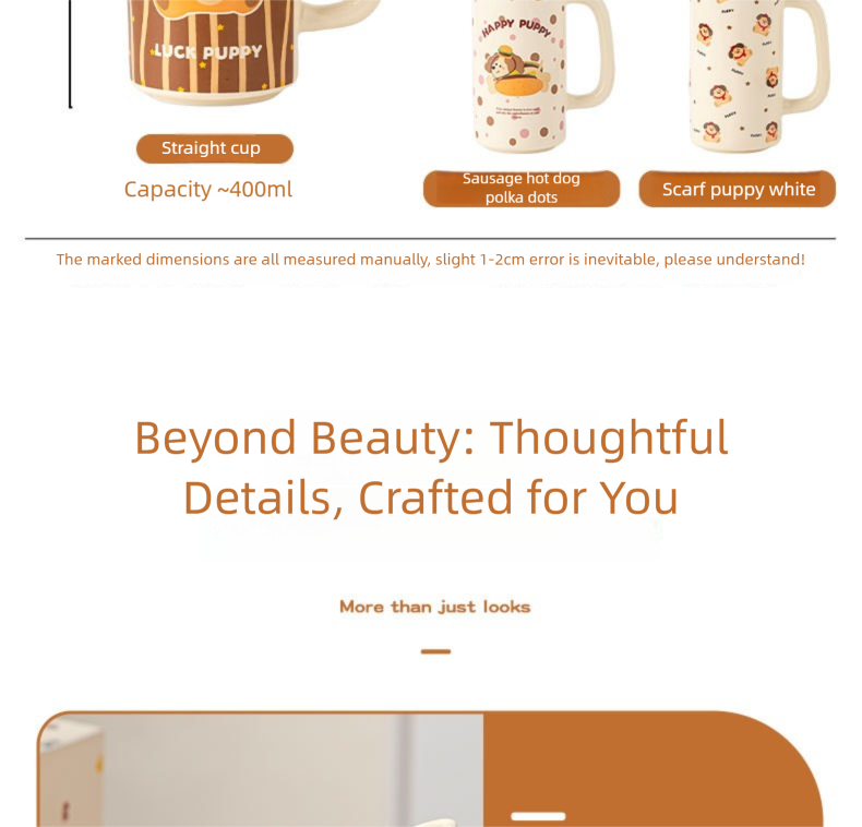 Cartoon Ceramic Underglaze Color Mug Customized for Girls High-Value Home Drinking Cup Large Capacity Birthday Gift