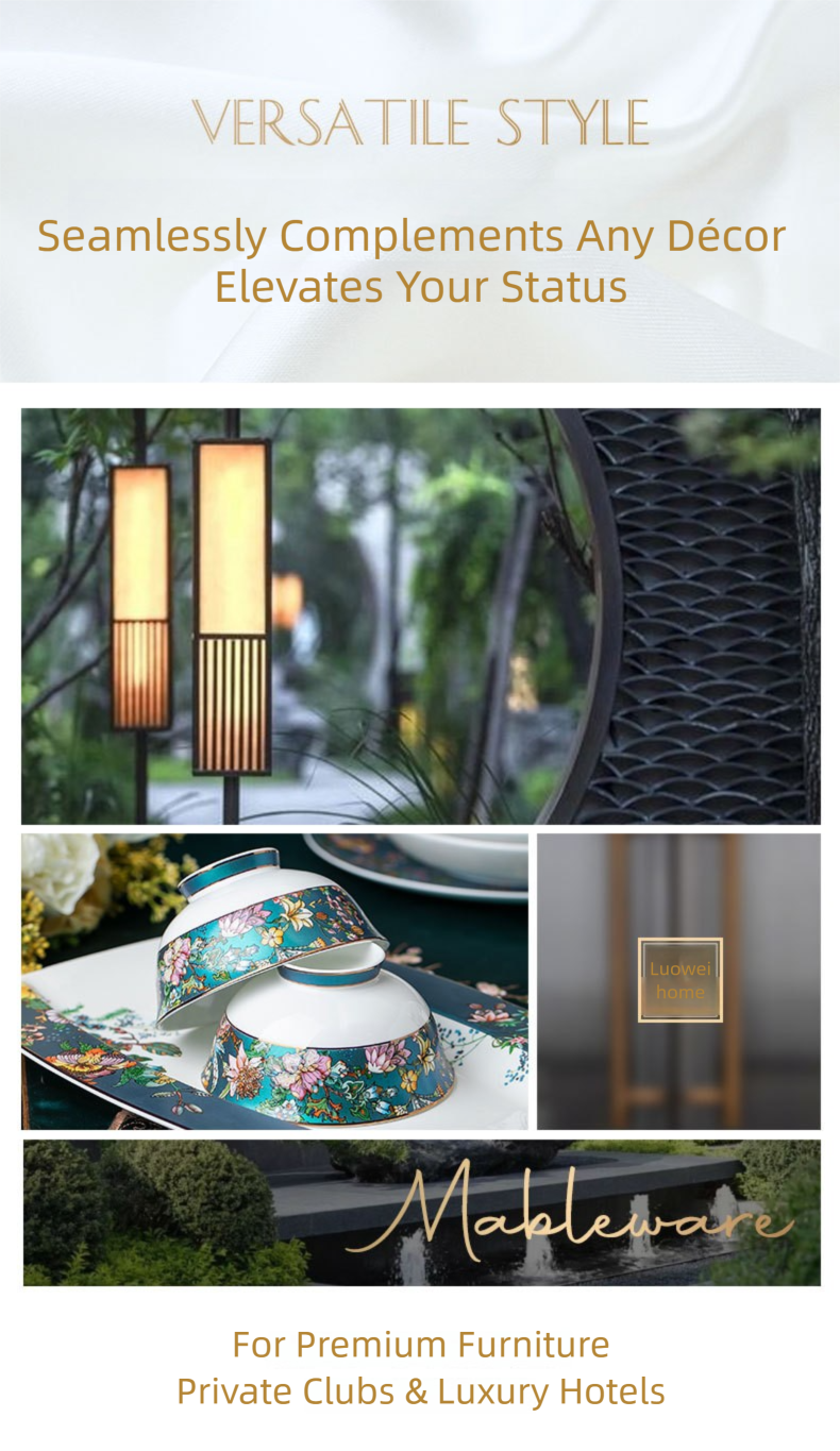Jingdezhen Bone China Tableware Set Custom Chinese Style Flower and Bird Bowl and Plate Set High Aesthetic Housewarming Gift Set