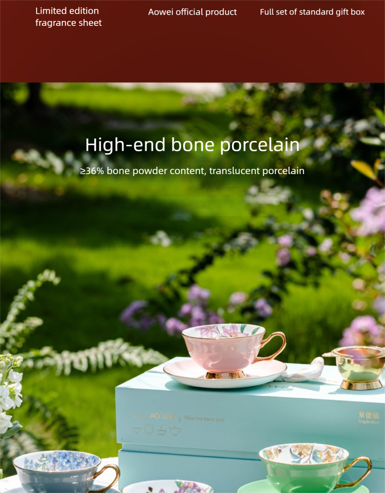 Jingdezhen Ceramic Custom Cup Saucer Teapot Teacup Afternoon Tea Set Housewarming Gift Coffee Cup Set Gift Box