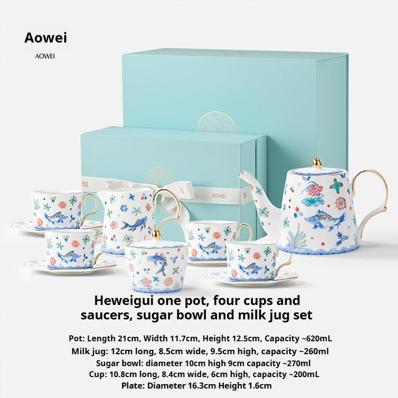Jingdezhen Ceramic Custom Cup Saucer Teapot Teacup Afternoon Tea Set Housewarming Gift Coffee Cup Set Gift Box