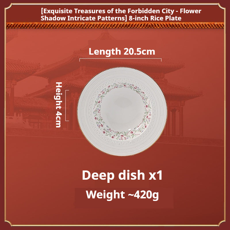 Taipei National Palace Museum Cultural and Creative Jingdezhen Ceramic Tableware Gift Set Custom Housewarming New Home Bowl and Plate Set for Home Use
