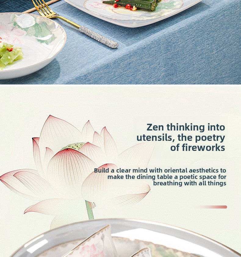 Jingdezhen Ceramic Tableware Set Bowl Household New Chinese Style Housewarming Gift Bowl Plate Dish Set Household