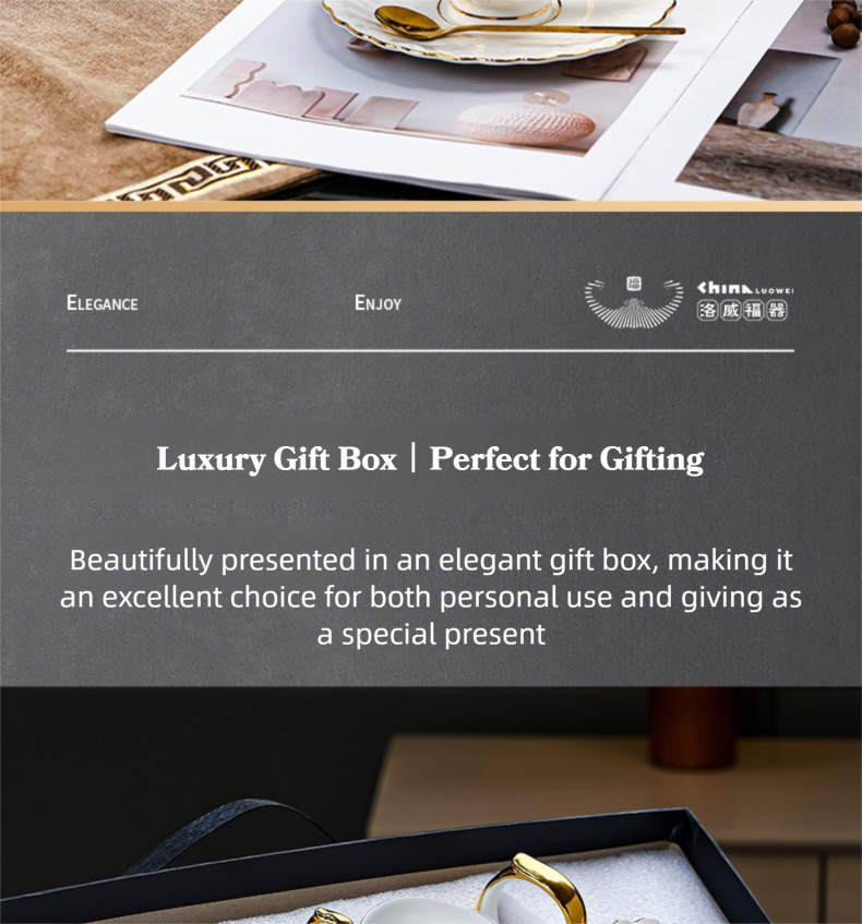 Jingdezhen Porcelain Coffee Cup & Saucer Set / Luxury Gift Box
