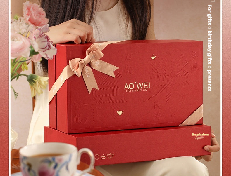Jingdezhen Source Factory Holiday Gift Set Afternoon Tea Coffee Cup Saucer Tea Set Mug Milk Tea Cup
