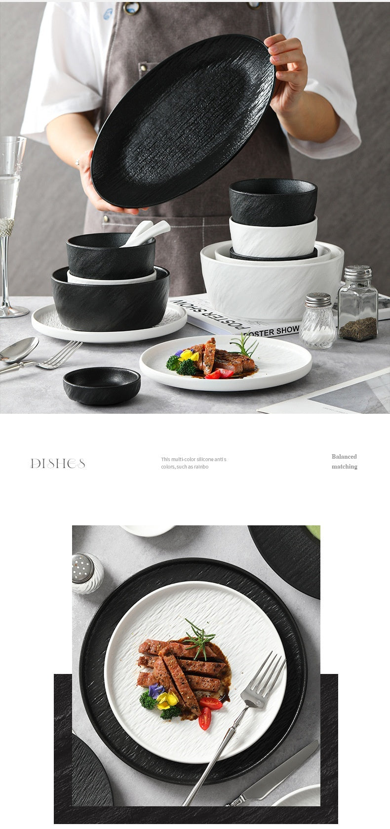 Underglaze Color Tableware Set Source Factory Custom 2024 New High-end Bowl Set Light Luxury Bowl and Plate Set for Home Use