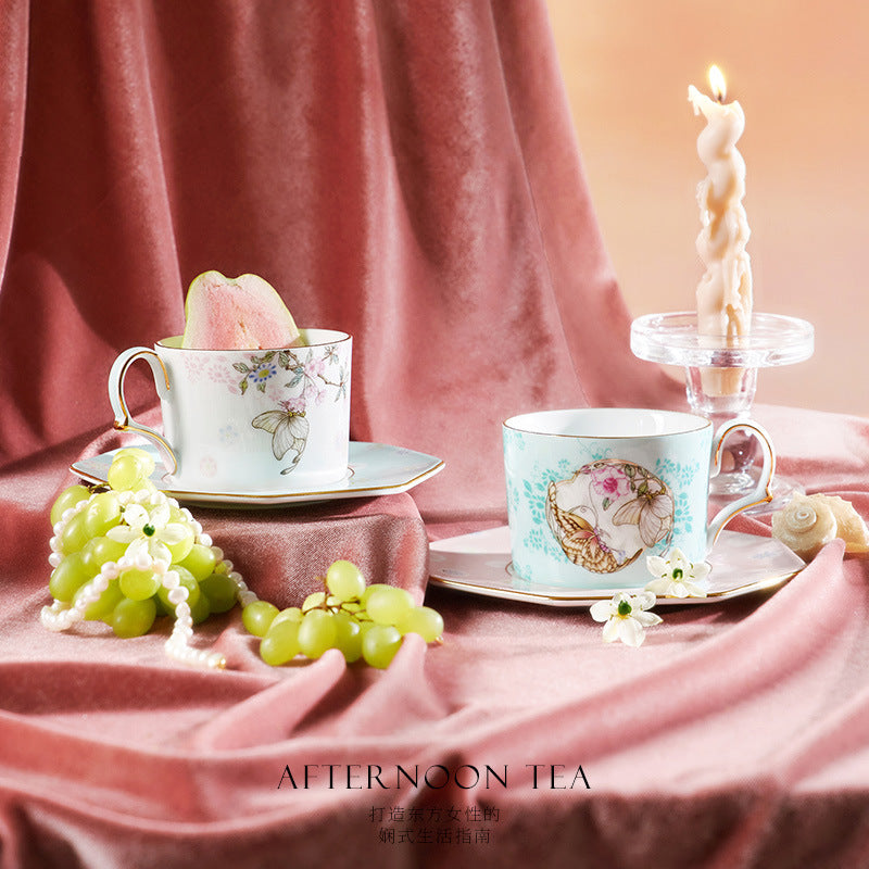 Jingdezhen High White Porcelain Coffee Cup and Saucer Custom Set Gift Box Afternoon Tea Set High Aesthetic Gift