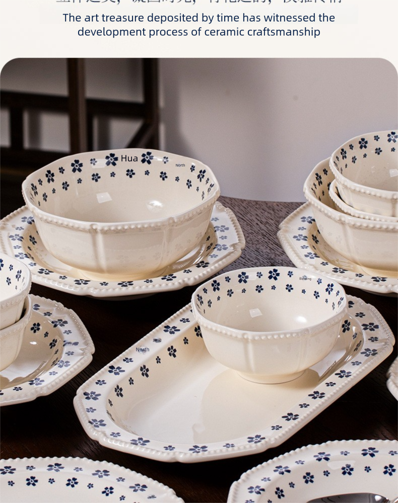 Underglaze Porcelain Tableware Gift Customization Good-looking Dishes Suit Household Tableware Rice Bowl Noodle Bowl Gift Box