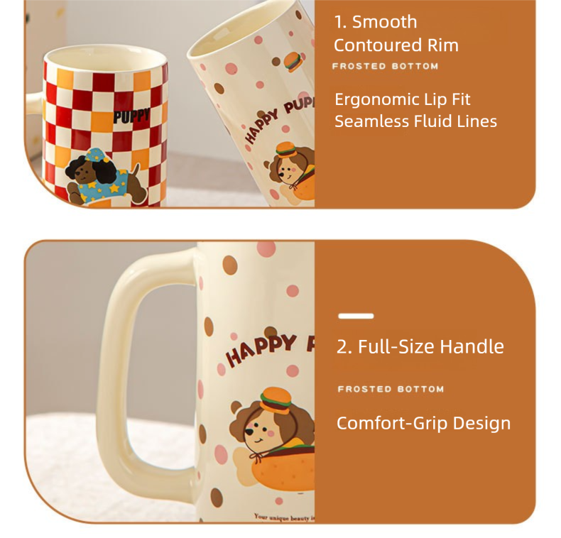 Cartoon Ceramic Underglaze Color Mug Customized for Girls High-Value Home Drinking Cup Large Capacity Birthday Gift