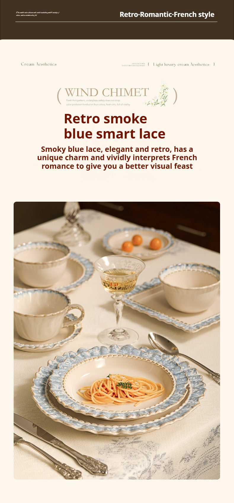 French Retro Ceramic Tableware Gift Set Bowls and Plates Home Luxury High-End Housewarming Bowls Plates Chopsticks Soup Bowls