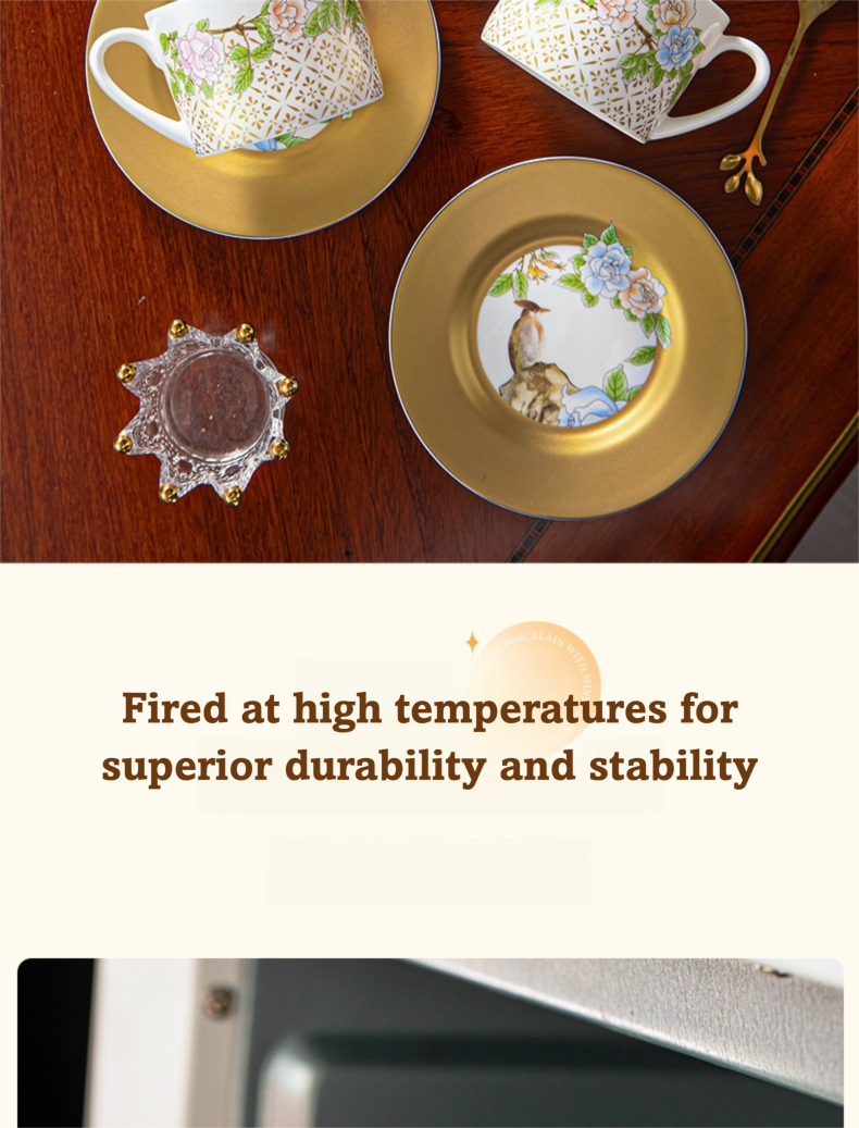 Qinsehe Ming Bone China Light Luxury Ceramic High-end Afternoon Tea Coffee Cup Set with Cup Saucer Wholesale Gift