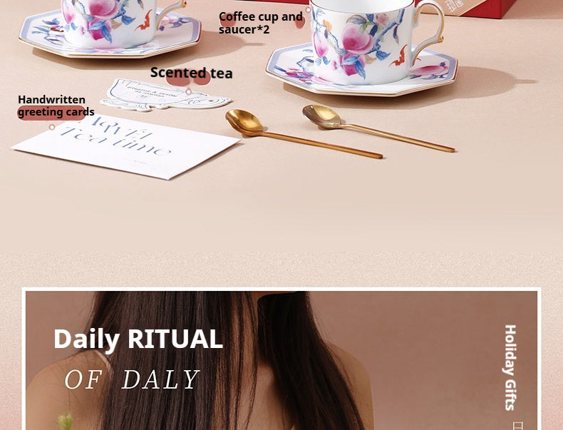 Jingdezhen Source Factory Holiday Gift Set Afternoon Tea Coffee Cup Saucer Tea Set Mug Milk Tea Cup