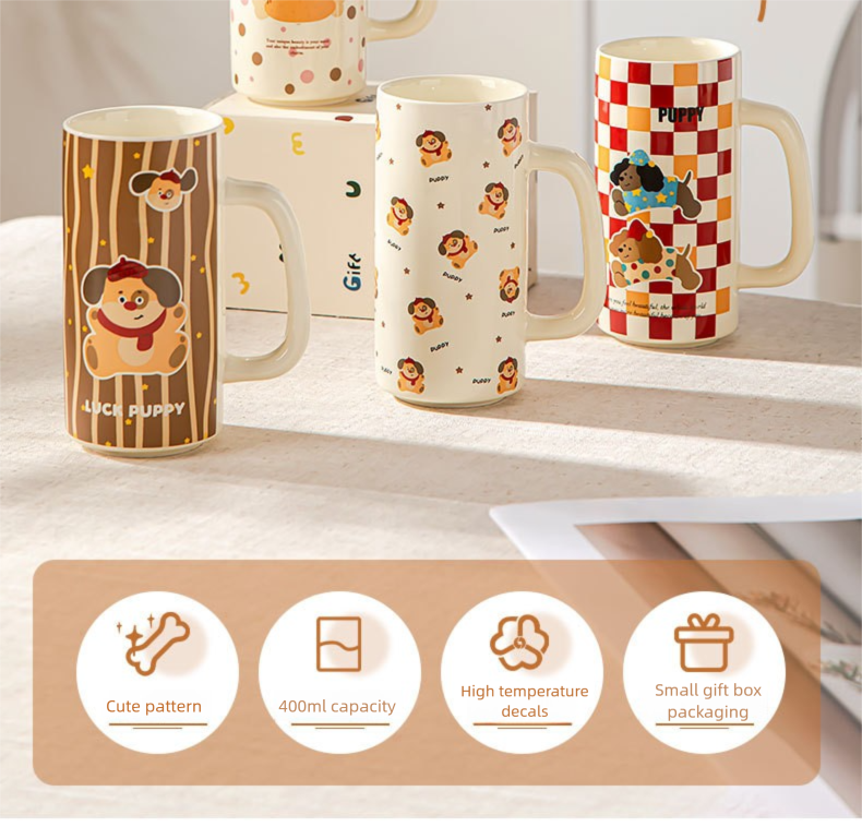 Cartoon Ceramic Underglaze Color Mug Customized for Girls High-Value Home Drinking Cup Large Capacity Birthday Gift