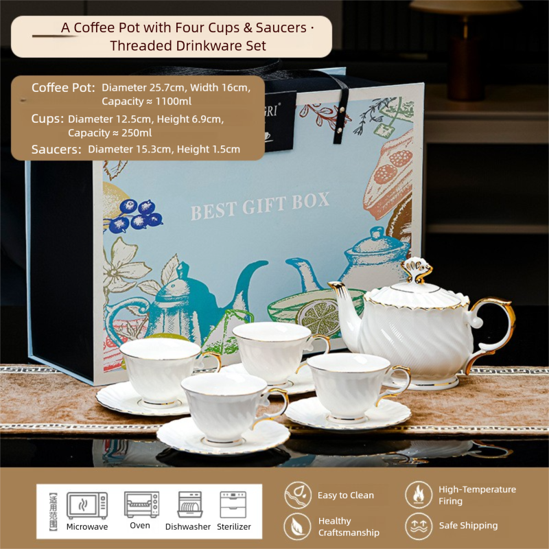 Jingdezhen Porcelain Coffee Cup & Saucer Set / Luxury Gift Box