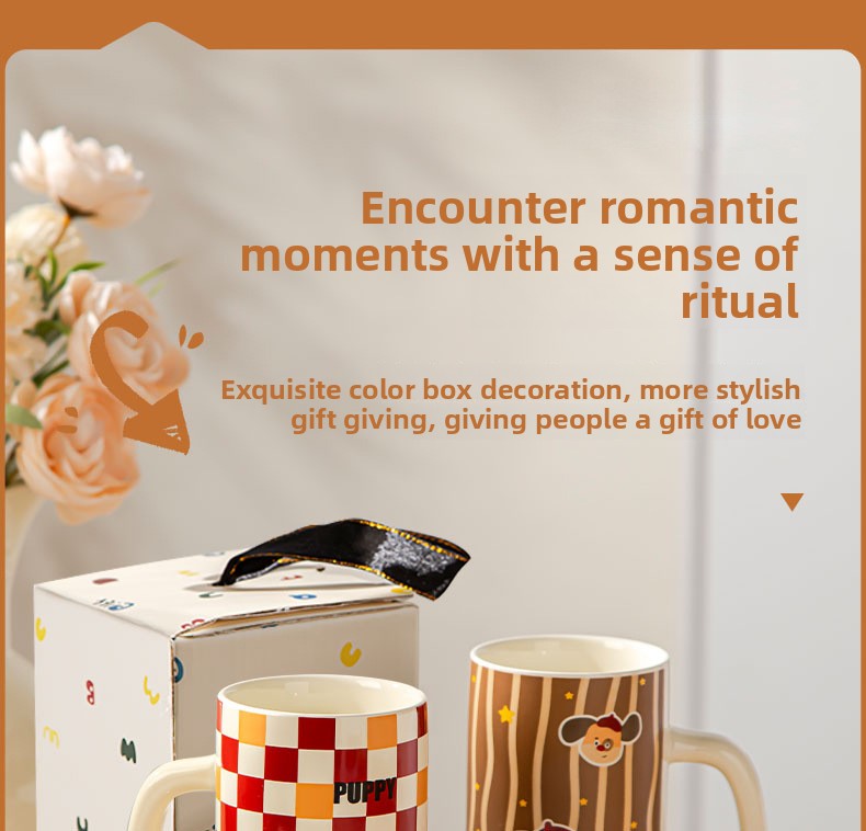 Cartoon Ceramic Underglaze Color Mug Customized for Girls High-Value Home Drinking Cup Large Capacity Birthday Gift