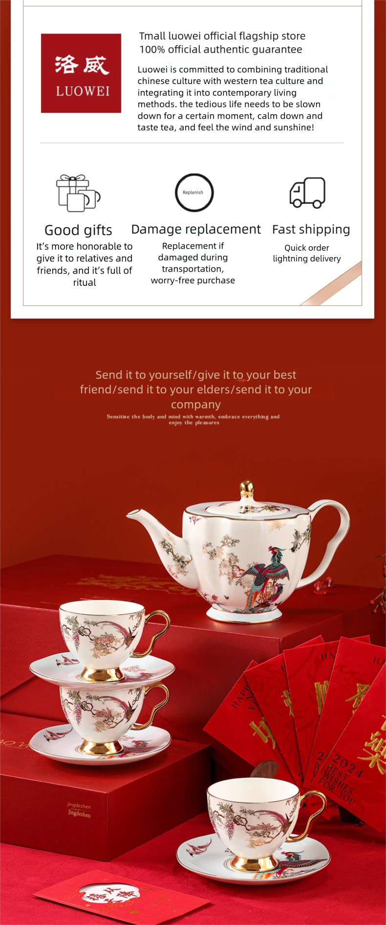 Jingdezhen Ceramic Custom Afternoon Tea Coffee Cup Saucer Tea Set Mug Business Gift Points Redemption Exquisite