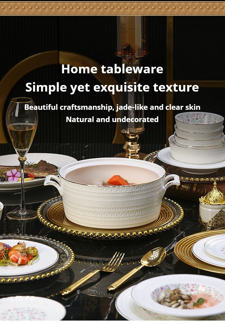 Taipei National Palace Museum Cultural and Creative Jingdezhen Ceramic Tableware Gift Set Custom Housewarming New Home Bowl and Plate Set for Home Use