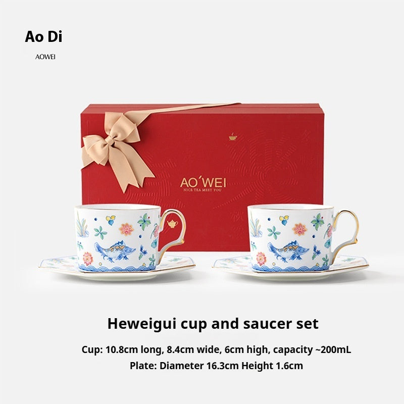 Jingdezhen Ceramic Custom Cup Saucer Teapot Teacup Afternoon Tea Set Housewarming Gift Coffee Cup Set Gift Box