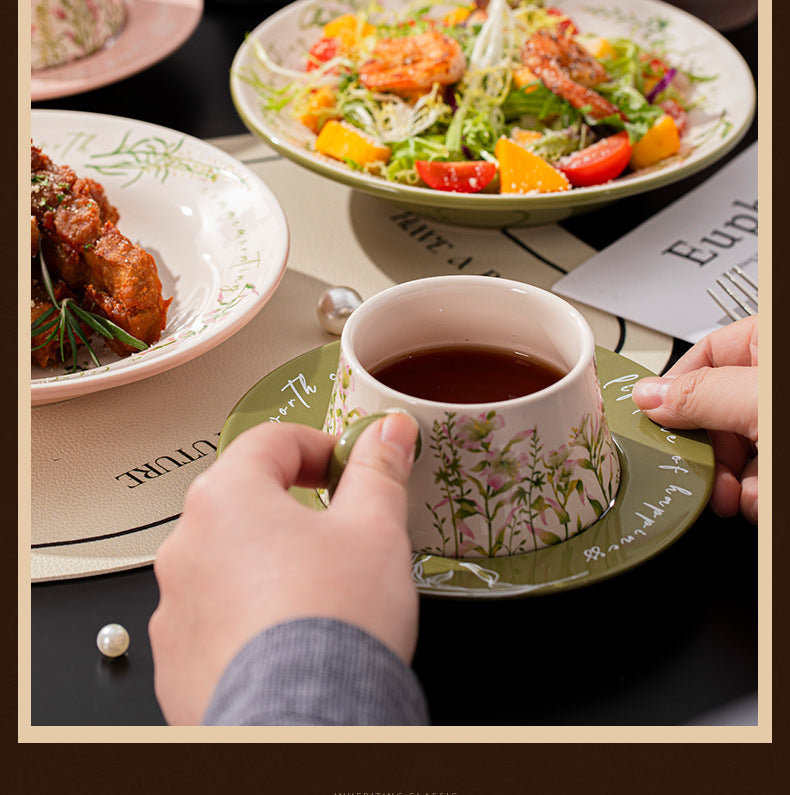 French Ceramic Tableware Set High-Value Bowl Plate Dish Single Person Dining Set Housewarming Gift Wedding Gift Souvenir