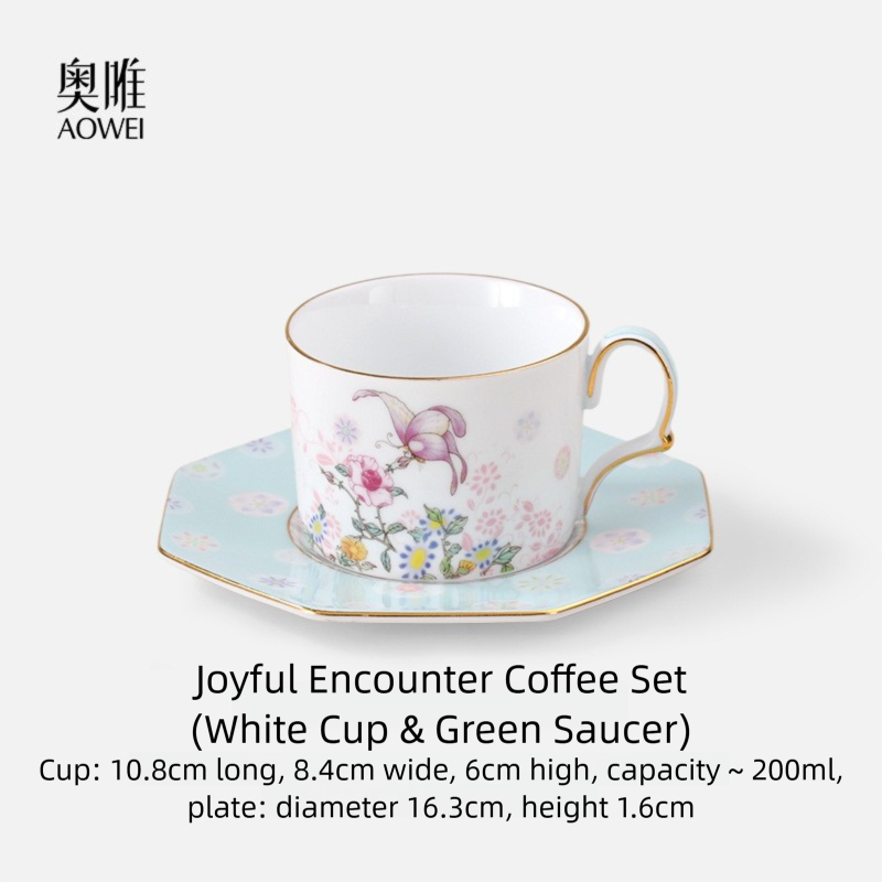 Jingdezhen High White Porcelain Coffee Cup and Saucer Custom Set Gift Box Afternoon Tea Set High Aesthetic Gift