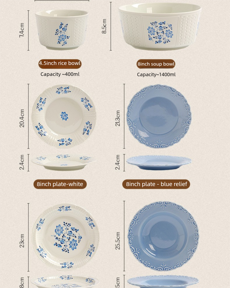 French Retro Tableware Set 2025 New High-Value Bowls Plates Tableware Housewarming New Home Bowl and Plate Set for Home Use