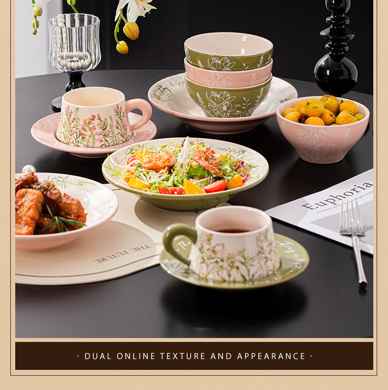 French Ceramic Tableware Set High-Value Bowl Plate Dish Single Person Dining Set Housewarming Gift Wedding Gift Souvenir