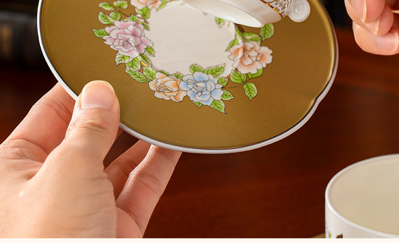 Qinsehe Ming Bone China Light Luxury Ceramic High-end Afternoon Tea Coffee Cup Set with Cup Saucer Wholesale Gift