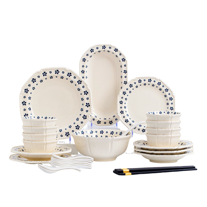 Underglaze Porcelain Tableware Gift Customization Good-looking Dishes Suit Household Tableware Rice Bowl Noodle Bowl Gift Box