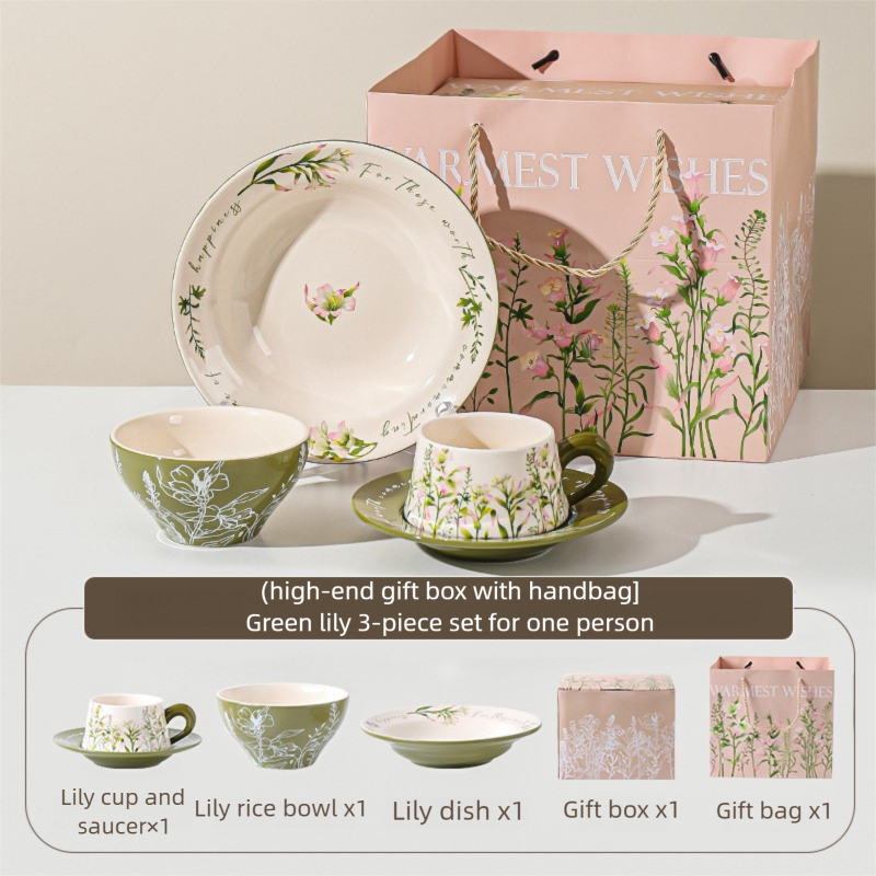 French Ceramic Tableware Set High-Value Bowl Plate Dish Single Person Dining Set Housewarming Gift Wedding Gift Souvenir