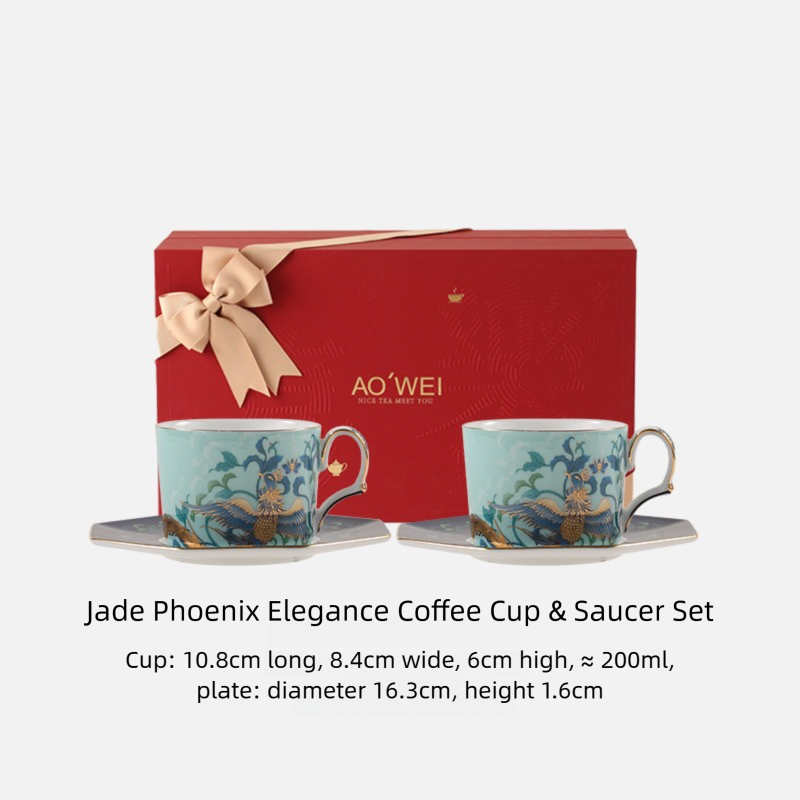 Jingdezhen High White Porcelain Coffee Cup and Saucer Custom Set Gift Box Afternoon Tea Set High Aesthetic Gift