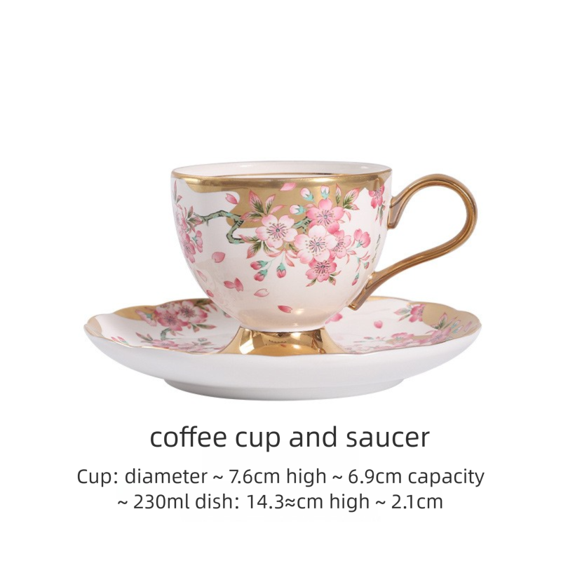 Jingdezhen Ceramic Coffee Cup Custom High-Value Retro Floral Cup and Saucer Set Housewarming Gift Birthday Present