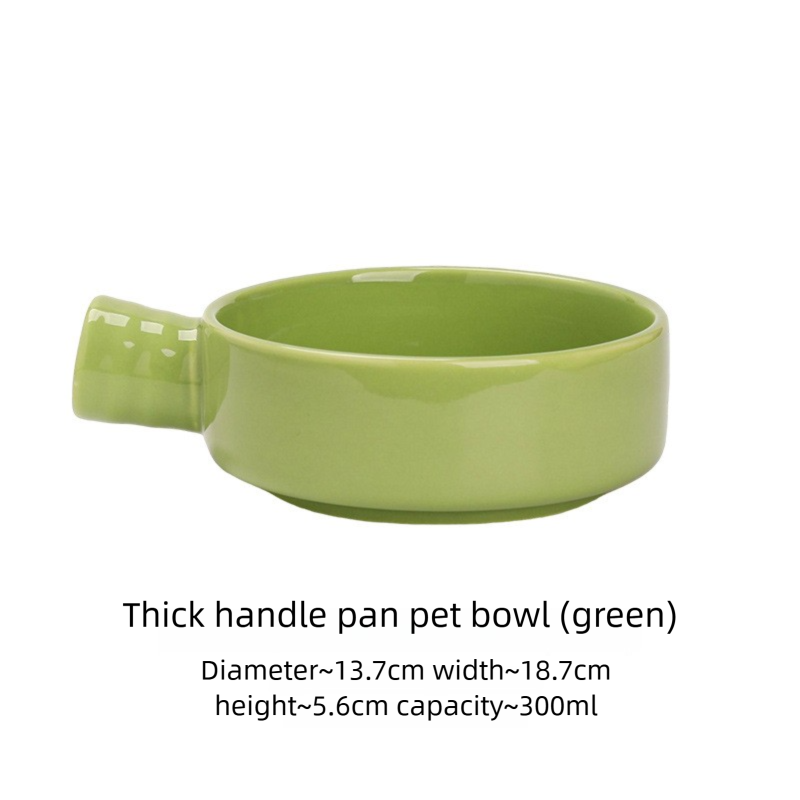 Jingdezhen Ceramic Flat Bottom Bowl Cat Bowl Ceramic Slow Feeder Bowl Single Handle Drinking Bowl Anti-Black Chin Can Food Bowl Pet Bowl