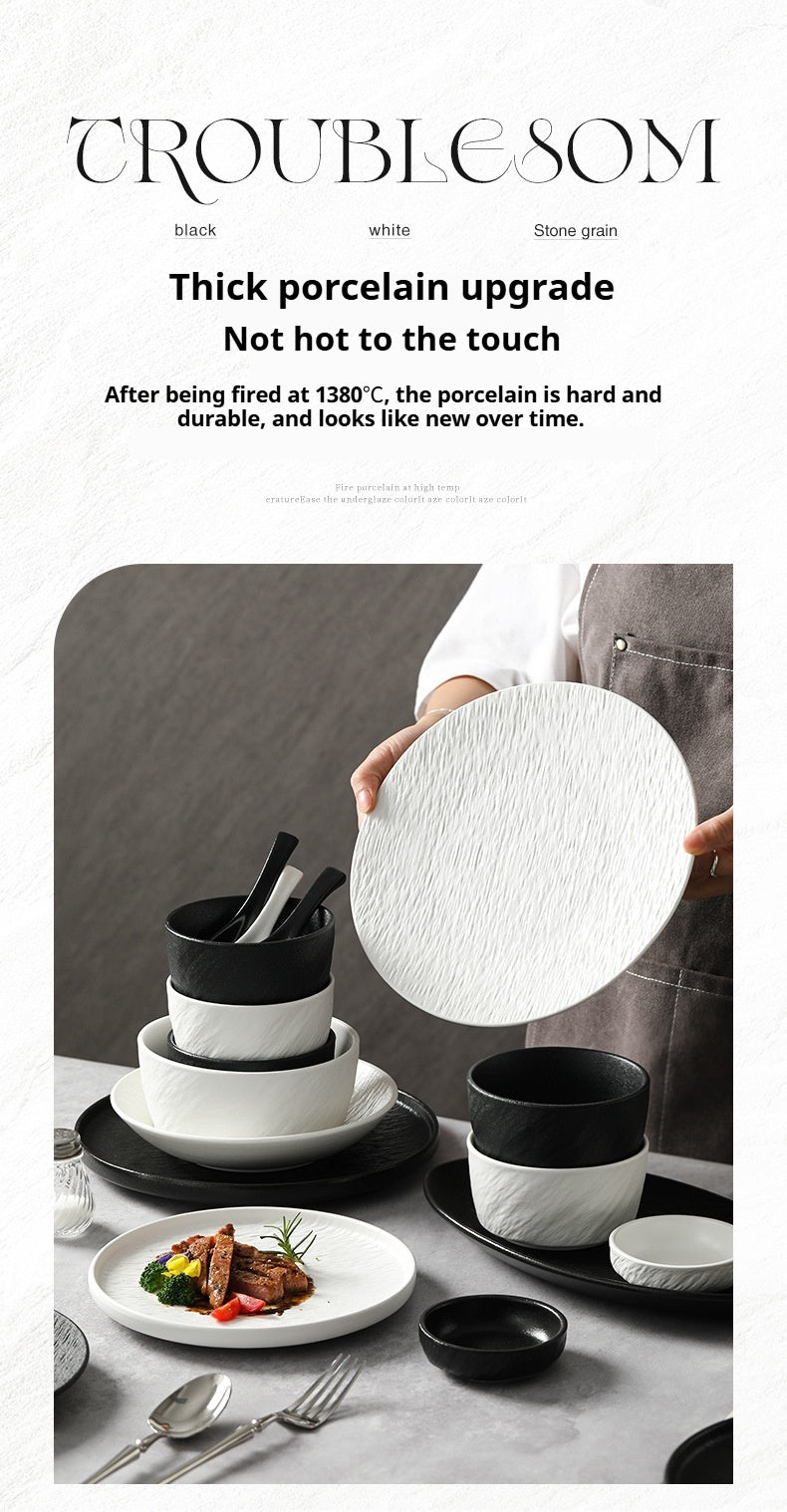 Underglaze Color Tableware Set Source Factory Custom 2024 New High-end Bowl Set Light Luxury Bowl and Plate Set for Home Use