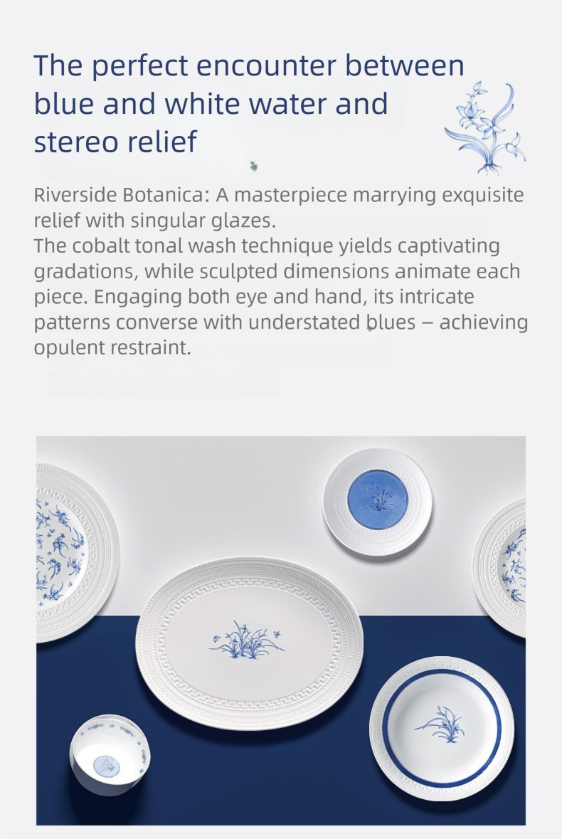Taipei National Palace Museum Cultural and Creative Collaboration Ceramic Bowl and Plate Set Household Tableware Set Bowl and Plate Jingdezhen Bowl Set Housewarming