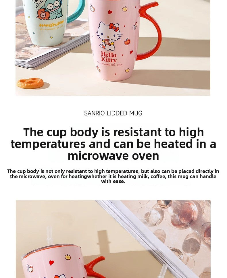 Ceramic Mug Couple Ceramic Cup Large Capacity Straw Cup Office High-Value Home Water Cup Girl's Gift