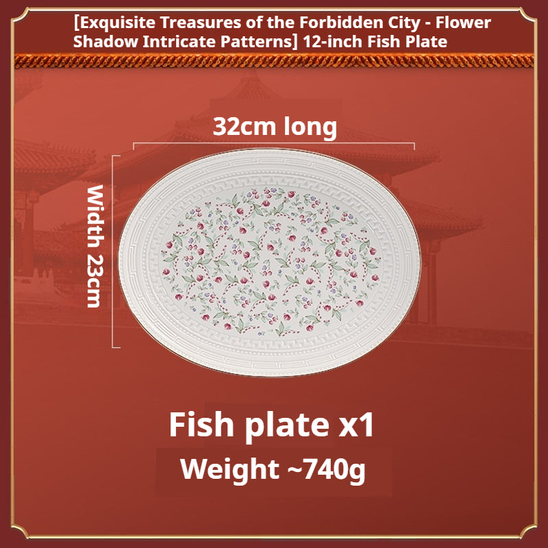 Taipei National Palace Museum Cultural and Creative Jingdezhen Ceramic Tableware Gift Set Custom Housewarming New Home Bowl and Plate Set for Home Use
