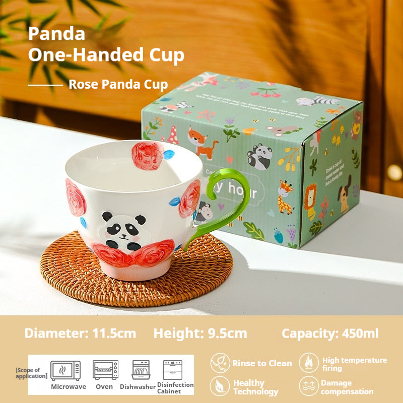 Large-capacity underglaze-painted coffee cup and milk cup