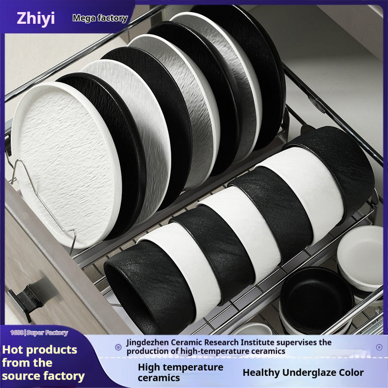 Underglaze Color Tableware Set Source Factory Custom 2024 New High-end Bowl Set Light Luxury Bowl and Plate Set for Home Use