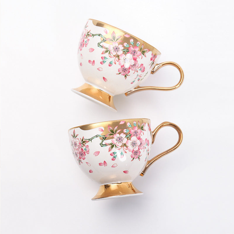 Jingdezhen Ceramic Coffee Cup Custom High-Value Retro Floral Cup and Saucer Set Housewarming Gift Birthday Present