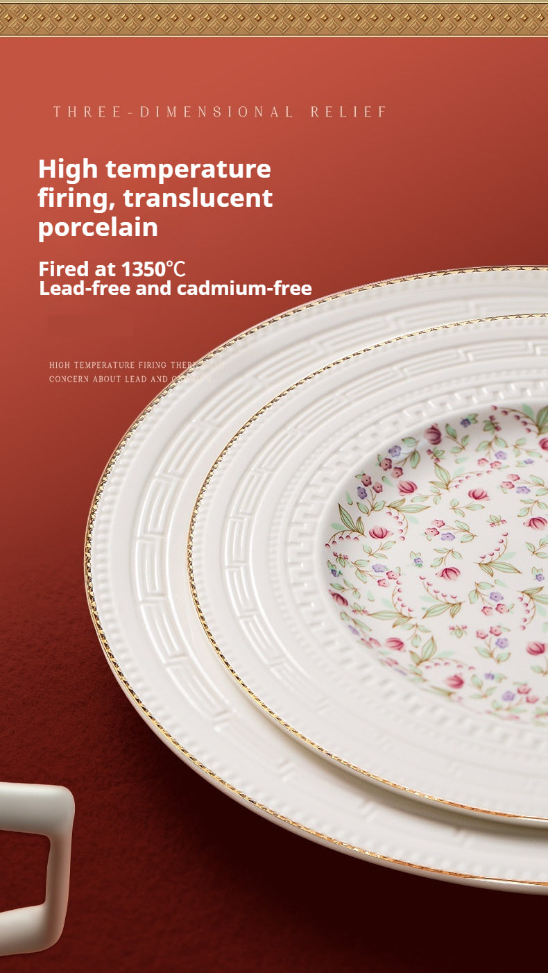 Taipei National Palace Museum Cultural and Creative Jingdezhen Ceramic Tableware Gift Set Custom Housewarming New Home Bowl and Plate Set for Home Use