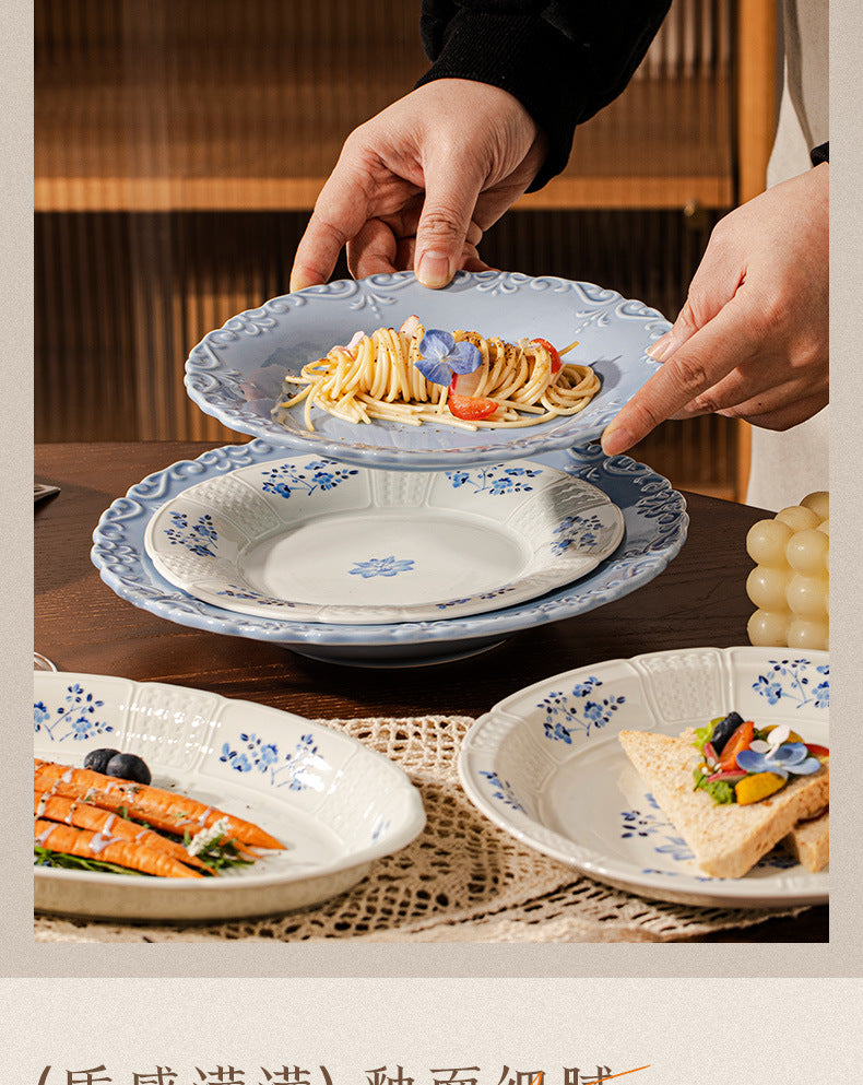 French Retro Tableware Set 2025 New High-Value Bowls Plates Tableware Housewarming New Home Bowl and Plate Set for Home Use