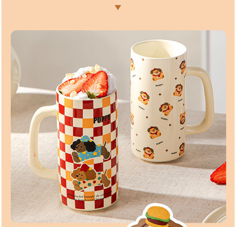 Cartoon Ceramic Underglaze Color Mug Customized for Girls High-Value Home Drinking Cup Large Capacity Birthday Gift