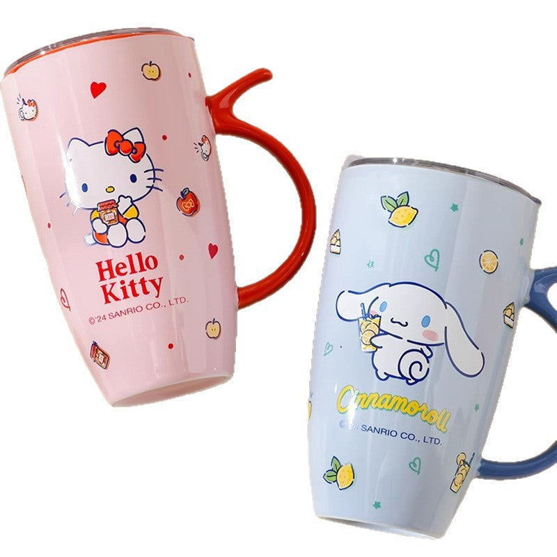 Ceramic Mug Couple Ceramic Cup Large Capacity Straw Cup Office High-Value Home Water Cup Girl's Gift