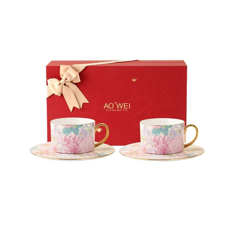 Jingdezhen High White Porcelain Coffee Cup and Saucer Custom Set Gift Box Afternoon Tea Set High Aesthetic Gift