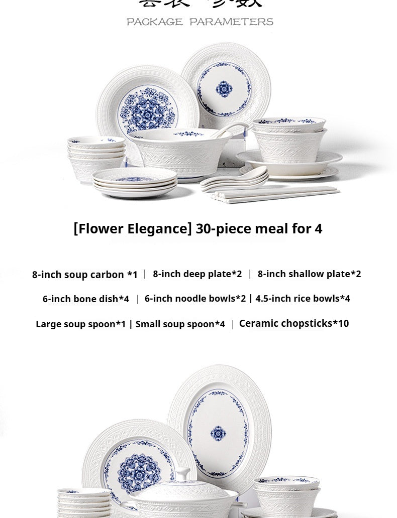 Dunhuang Cultural and Creative Jingdezhen Bone China Tableware Gift Set Custom Underglaze Color Bowl and Plate Set for Home Housewarming Gift