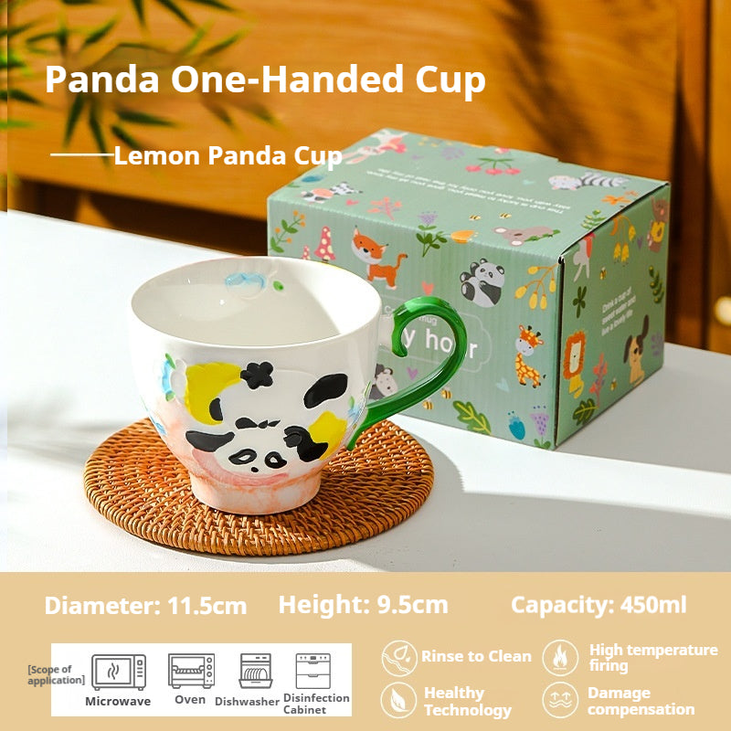 Large-capacity underglaze-painted coffee cup and milk cup