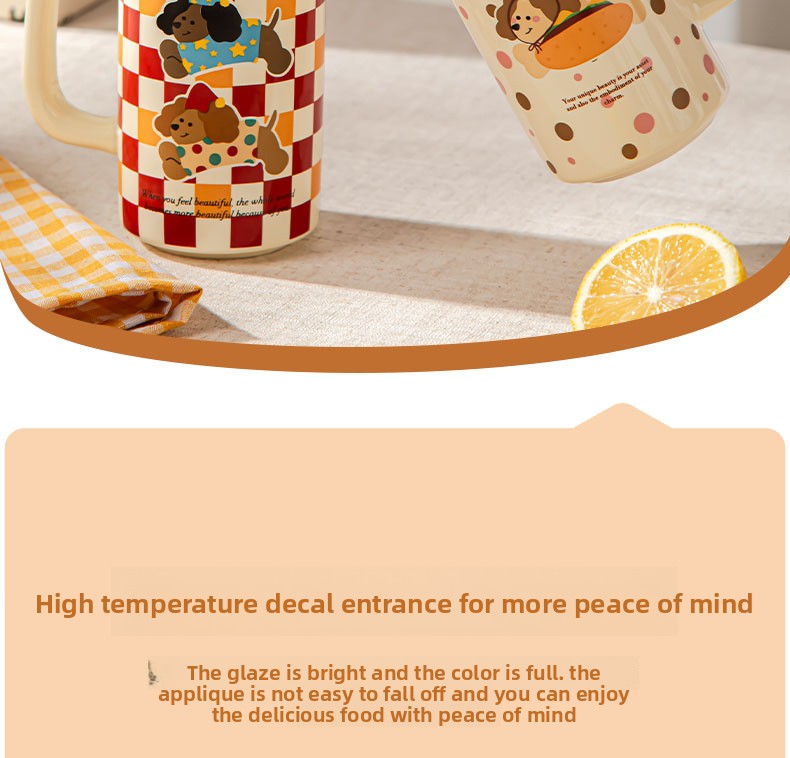 Cartoon Ceramic Underglaze Color Mug Customized for Girls High-Value Home Drinking Cup Large Capacity Birthday Gift